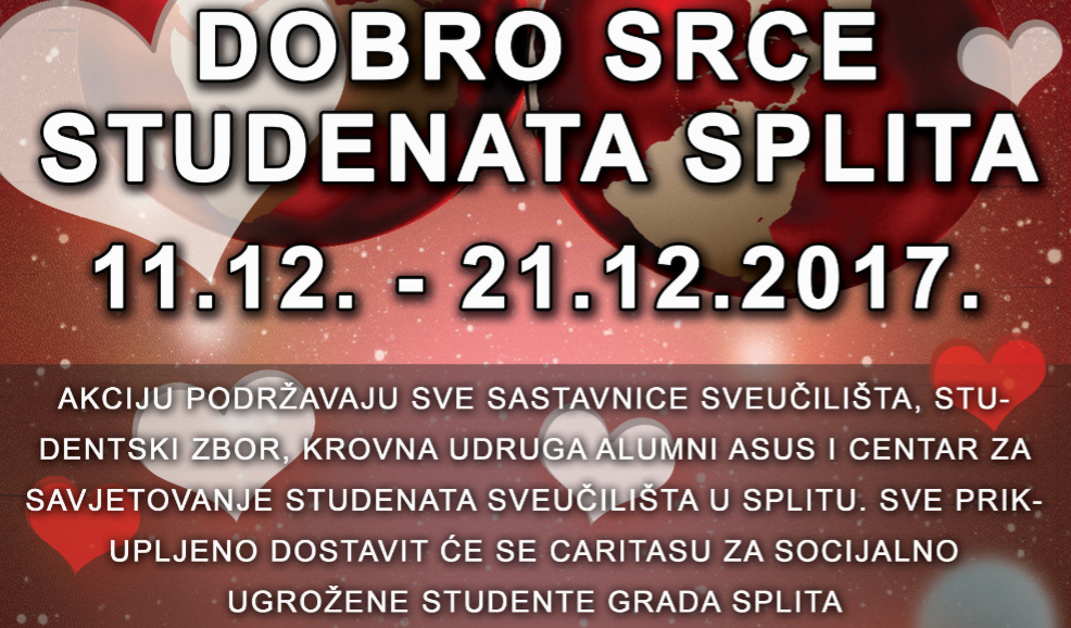 Akcija “Dobro srce studenata Splita” završava 21. prosinca koncertom 